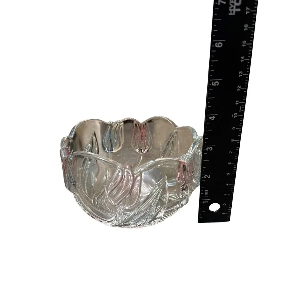 Mikasa Crystal Tivoli Tulips Frosted Crystal Glass Candy Side Bowl